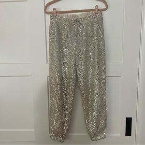 Loft size small silver sequin joggers